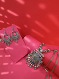 Mayantiie Oxidised Silver Necklace Jewellery Set