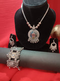 Mayantiie Oxidized Silver Necklace Jewelry combo Set