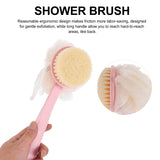 2 IN 1 loofah with handle, Bath Brush, back scrubber, Bath Brush with Soft Comfortable Bristles And Loofah with handle, Double Sided Bath Brush Scrubber for bathing