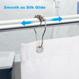 12 Piece Set Rustproof Stainless Steel Shower Curtain Rings Hooks for Bathroom, Shower Curtain Rods