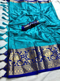 Woven Kanjivaram Cotton Silk, Jacquard Saree SKY BLUE