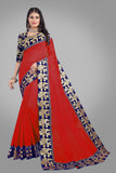 Solid, Woven Daily Wear Cotton Blend Saree redd