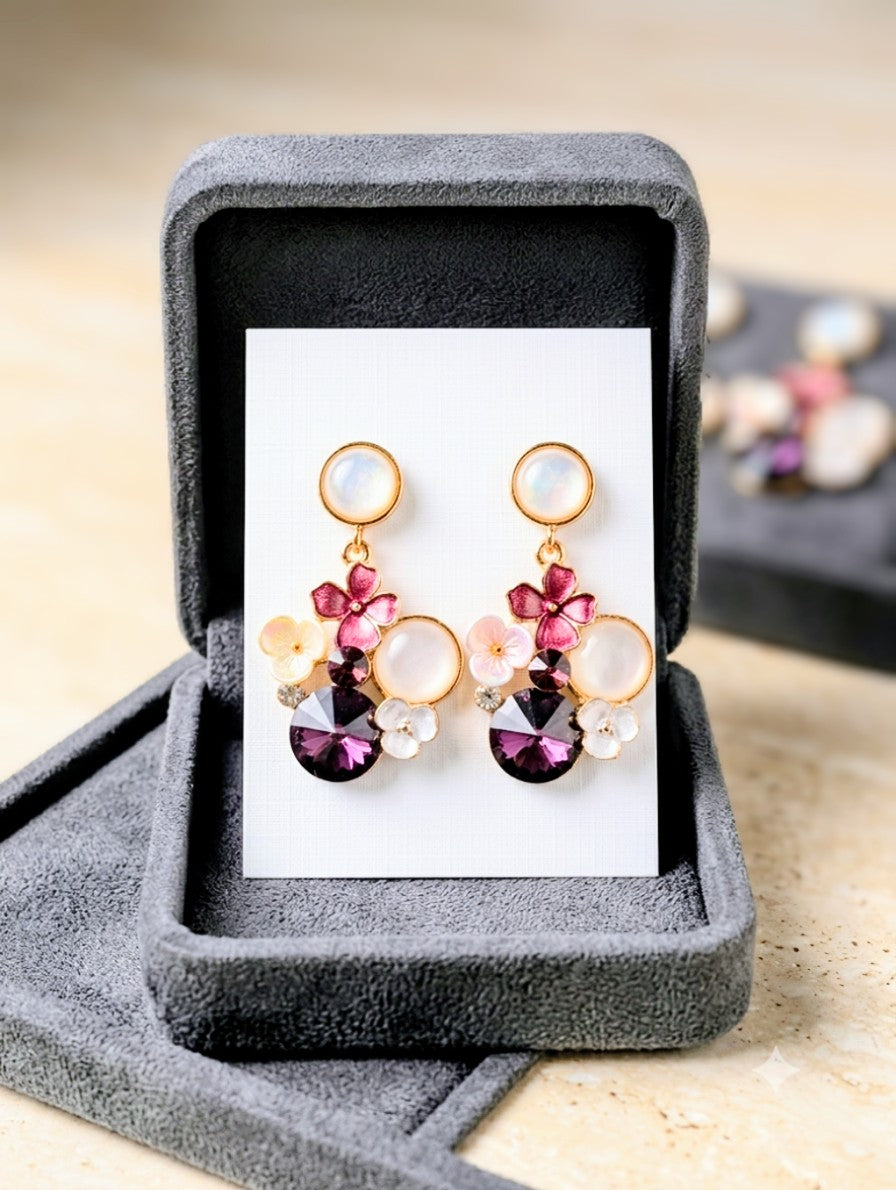 Korean flower shape with Crystal stone Earrings