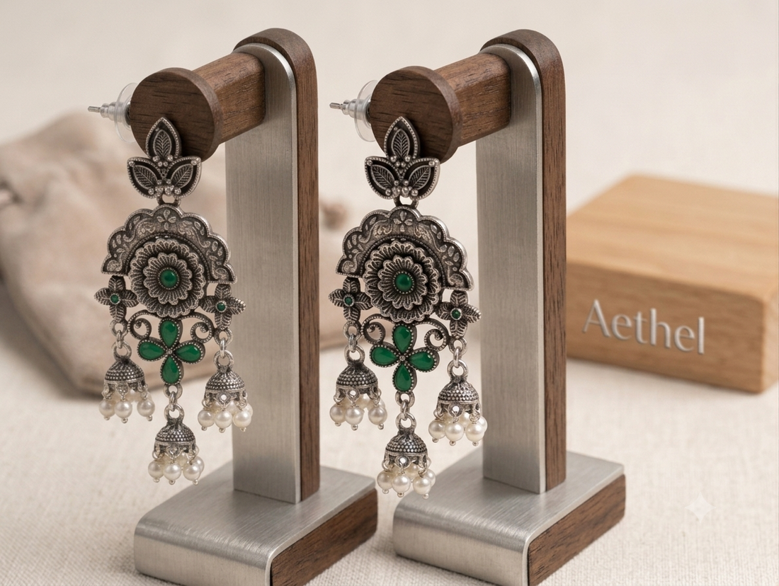 Oxidised Earrings in German Silver